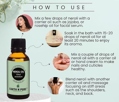 Earth N Pure Neroli Essential Oil Natural and Therapeutic Grade Pack of 2 | 15 ml
