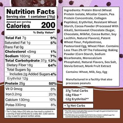 Bootylicious | 25g Protein Muffin | Double Chocolate | Low Carb, 16g-18g Fiber, Low Glycimic Index, Low Sugar, 2.75oz Cup, 12-Pack