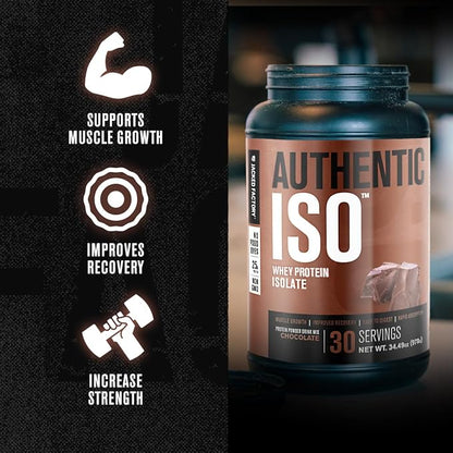 Jacked Factory Authentic ISO Whey Protein Isolate Powder - Low Carb, Non-GMO Muscle Building Protein w/No Fillers, Post Workout Recovery - 30 Servings, Chocolate