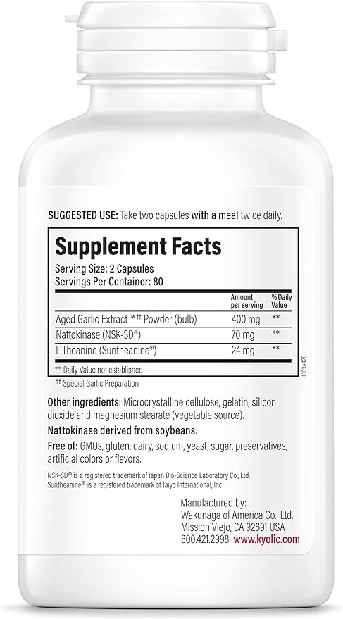 Kyolic Aged Garlic Extract Formula 109, Blood Pressure Health*, 160 Capsules