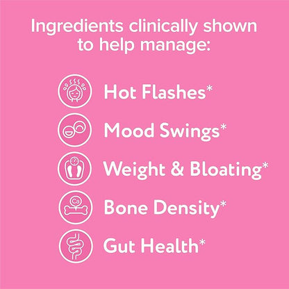 Florajen Triple-Action Menopause Probiotic - Hormonal Balance, Hot Flash, & Mood Swing Relief - Weight Management & Digestive Support - Featuring Berberine, Black Cohosh, & Botanical - 30 Capsules