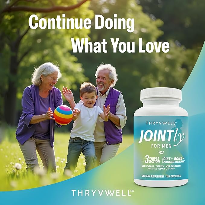 Jointly for Men – Joint Bone & Cartilage Supplement – Glucosamine Chondroitin MSM Turmeric Boswellia Collagen Vitamin D Calcium Hyaluronic Acid Magnesium & Boron – 120 Capsules