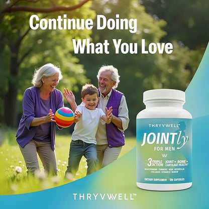 Jointly for Men – Joint Bone & Cartilage Supplement – Glucosamine Chondroitin MSM Turmeric Boswellia Collagen Vitamin D Calcium Hyaluronic Acid Magnesium & Boron – 120 Capsules