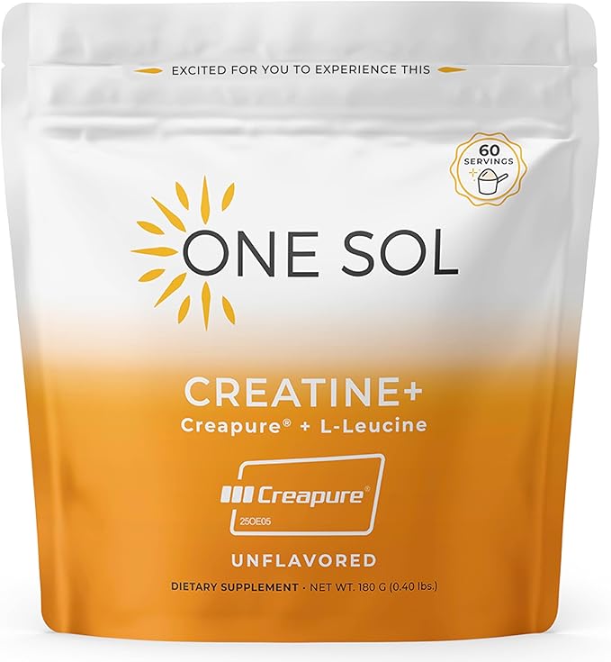 One Sol Creatine for Women, All Natural Women’s Creatine Powder w Creapure & Leucine, Increase Lean Muscle Mass, Reduce Recovery Time, Promotes Brain & Bone Health (Unflavored, 60 Servings)