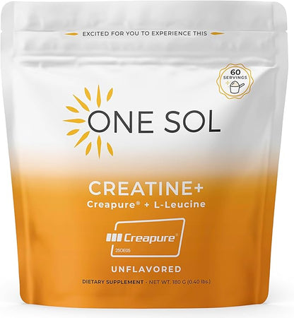 One Sol Creatine for Women, All Natural Women’s Creatine Powder w Creapure & Leucine, Increase Lean Muscle Mass, Reduce Recovery Time, Promotes Brain & Bone Health (Unflavored, 60 Servings)