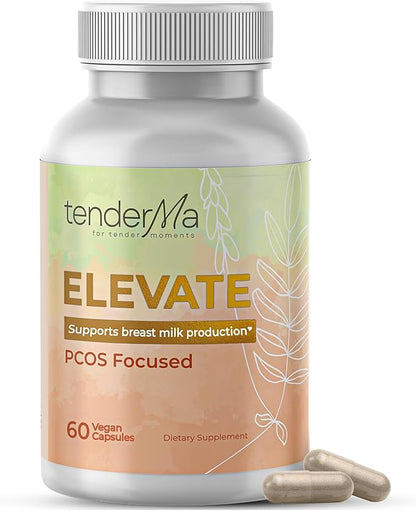 Lactation Supplement PCOS Focused Lactation Support with Orgainc Goat’s Rue, Lion’s Mane, Shatavari & Ceylon Cinnamon, Vegan, Non-GMO, Breastfeeding Supplements, 60 Capsules Elevate