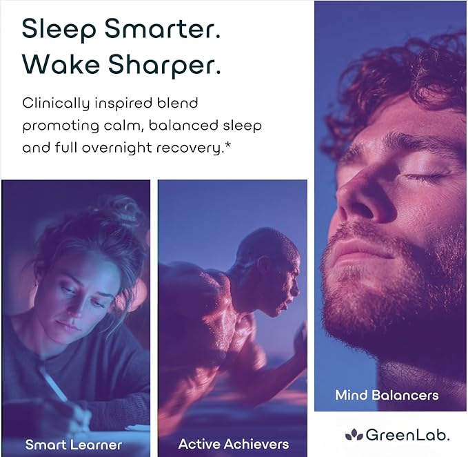 Green Lab® Neuro Sleep+ 10x Neuro-Body Sleep Aid Formula with GABA, L-Theanine, Ashwagandha, Melatonin and Magnesium | Sleep Supplement for Relaxation and Night Recovery - 120 Capsules