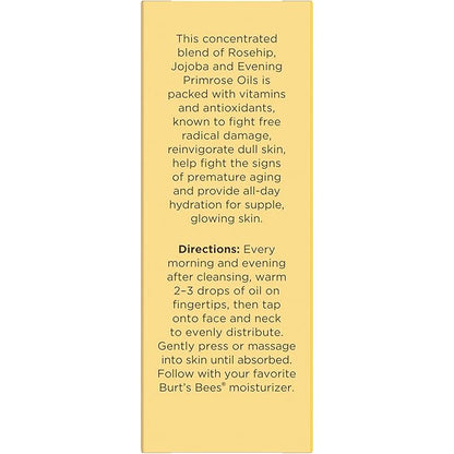 Burt's Bees Gua Sha Face Oil With Rosehip Seed Extract,Reduces Appearance of Fine Lines and Wrinkles,Use with Ice Roller & Facial Tools,Natural Origin Skin Care,0.51 fl. oz.,(Pack of 2)