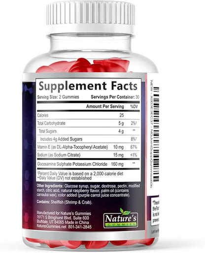 Joint Support Supplement - Extra Strength Glucosamine Gummy Supports Joints Health & Flexibility for Back, Knees, Hands - Natural Vitamin E Immune Support - Best Gummies for Women & Men - 60 Gummies