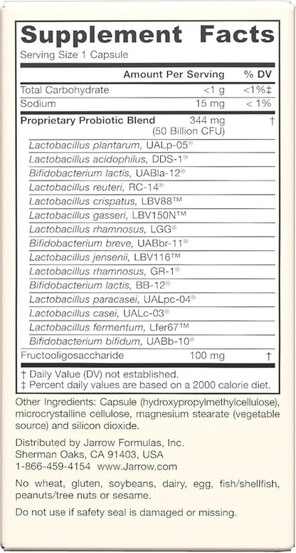 Jarrow Formulas Fem-Dophilus Vaginal & Digestive Probiotic 50 Billion CFU, 9 Clinically-Studied Strains, for Vaginal Flora & Yeast Balance, Urinary Tract, Digestive, 30 Capsules (Pack of 2)