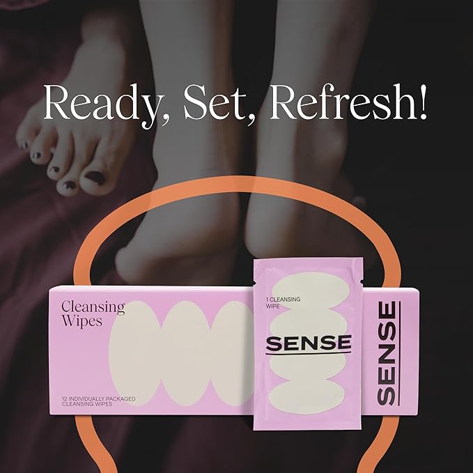 Sense Cleansing Wipes (24 Pack) Individually Wrapped pH Balance Wipes for Women - Made in the USA, Flushable Wipe, On-The-Go Before and After Freshness Intimate Wipe, Feminine Care