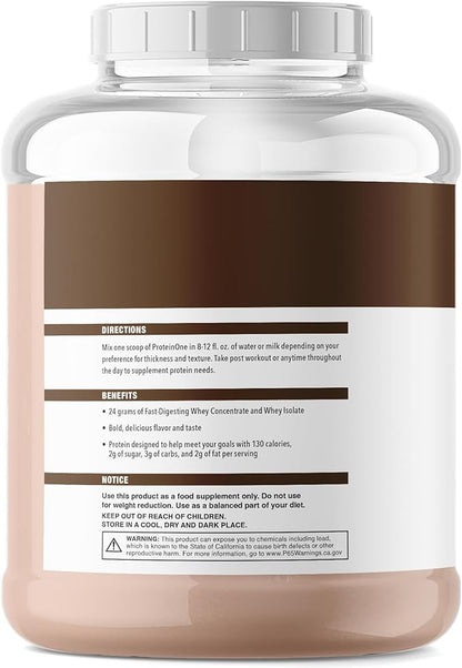 NutraOne ProteinOne Whey Protein Promote Recovery and Build Muscle with a Protein Shake Powder for Men & Women (Gourmet Chocolate, 5 LB)