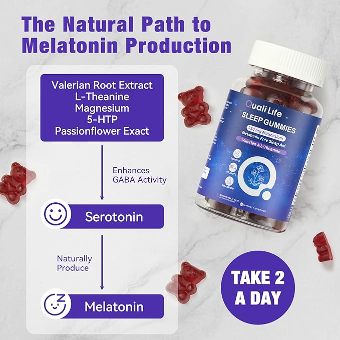 Melatonin Free Sleep Gummies for Adults with Magnesium, Valerian Root, 5-HTP & Herbal Blend - Natural Sleep Aid Supplements - Non-Habit Forming, Sugar Free, Strawberry Flavor, 60 Count (1)