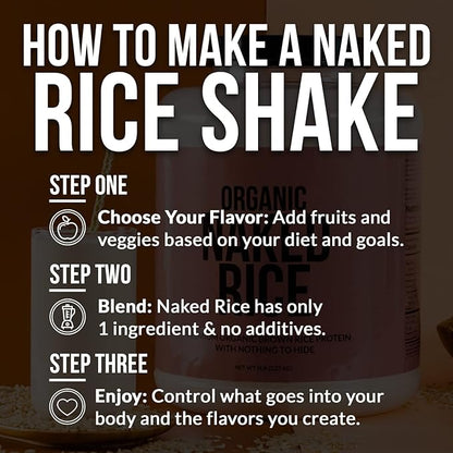 NAKED Rice 1Lb - Organic Brown Rice Protein Powder - Vegan Protein Powder, GMO Free, Gluten Free & Soy Free. Plant-Based Protein, No Artificial Ingredients - 15 Servings (Pack of 2)