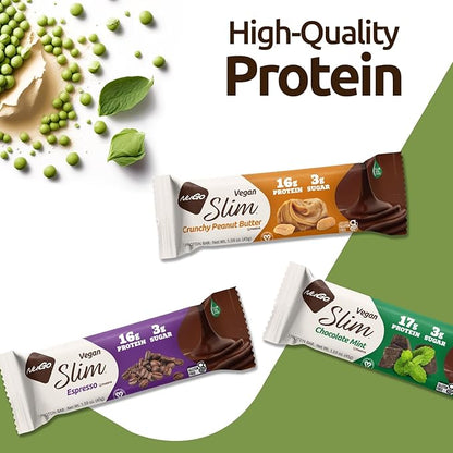 NuGo Slim 12ct Variety 16-17g Protein, 3g Sugar, High Fiber, Low Net Carb, Keto Friendly, Gluten Free