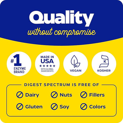 Enzymedica Digest Spectrum, Advanced Digestive Enzymes for Women and Men, Supports Digestion and Multiple Food Intolerances, Fast-Acting Formula for Gas and Bloating Relief, 90 Capsules