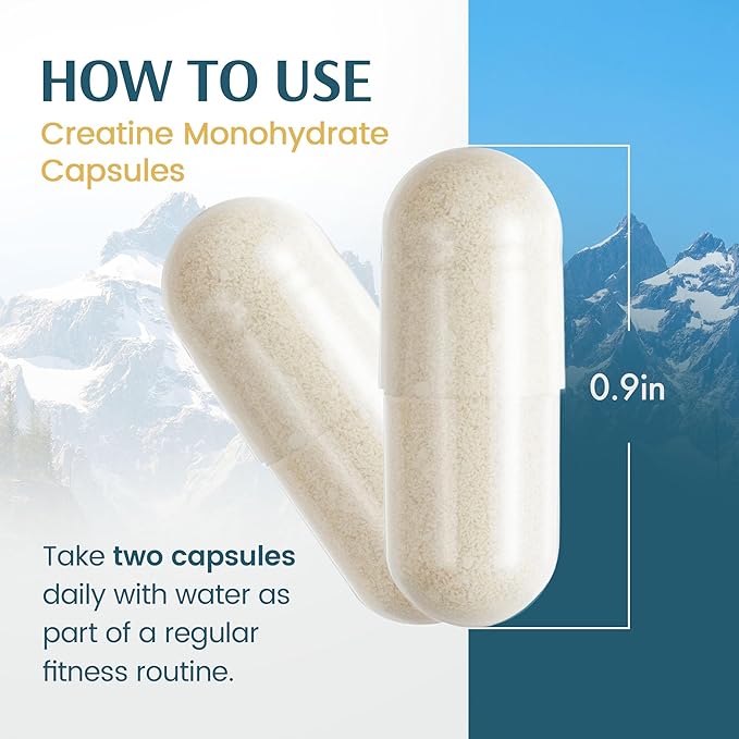 Vykee Nutrition Creatine Monohydrate Capsules 1,500 mg - Daily Creatine Supplement for Muscle Strength Training, Endurance, and Workout Performance Support - Vegan, Non-GMO - 120 Capsules