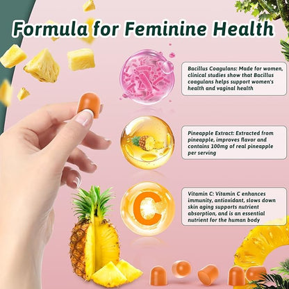 Feminine Balance Gummies for Women - Premium Balance Supplement for Women PH Health, Gut Healthy, Immune Support, Hawaiian Pineapple Flavor, 60 Gummies