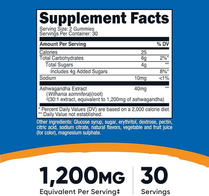 Nutricost Ashwagandha Extract Gummies (Mixed Berry) 60 Gummies for 30 Servings Per Bottle - Vegetarian, GMO Free and Gluten Free