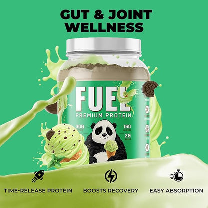 Underground Bio Labs Panda Fuel Premium Protein Whey,Hydrolyzed Collagen,Casein,Probiotics, Enzymes, Keto Friendly,Time Release, 25 Servings (2.5 Pound, Mint Chocolate Ice Cream)