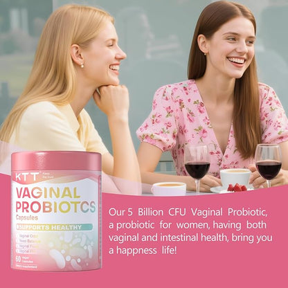KTT Vaginal Probiotics Made in The USA, pH Balance for Women, 5 Billion CFUs Womens Probiotic Vaginal Health Odor Control, Hormone Support, 60 Caps