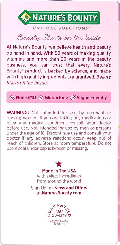 Nature’s Bounty Optimal Solutions Advanced Menopause Relief, Menopause Supplement for Women featuring Siberian Rhubarb, Hotflash Relief, No added Hormones, Drug-Free, 30 Tablets, 30 Total Servings