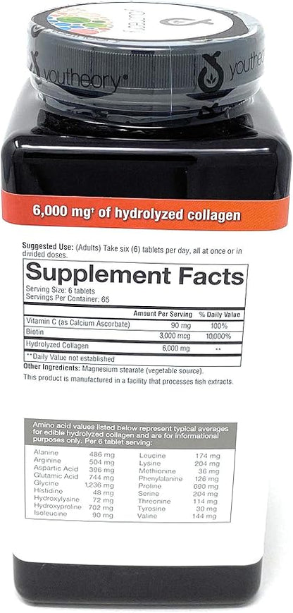 youtheory Collagen Plus Biotin, 390 Tablets (5 Pack)