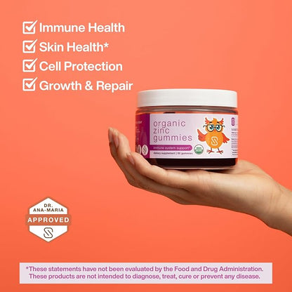 Organic Zinc Gummies by Dr. Ana Maria Temple | Supports Healthy Immune Function & Skin Health | USDA Certified Organic | Gentle, Highly Absorbable Zinc Citrate Form | 60 Gummies