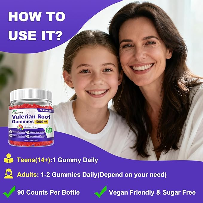 180 Count | Valerian Root Gummies with Melatonin & L-Theanine, Natural Valerian Root Extract Supplements for Deep Zzz, Relaxation & Calming, Mixed Berry Flavor, Sugar Free, Non-GMO