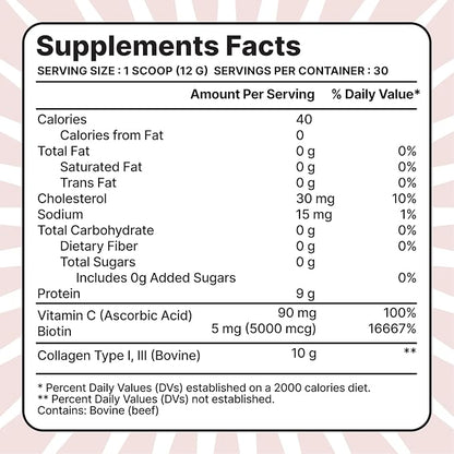 anocin Beauty Collagen Peptides Powder – Hydrolyzed Type I & III, Grass-Fed, Unflavored – Supports Skin, Hair & Nails with Hyaluronic Acid + Vitamin C – Dissolves Easily – 20 g Collagen per Serving