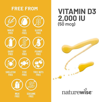 NatureWise Vitamin D3 2000iu (50 mcg) 1-Year Supply for Immune Support, Healthy Muscle Function, and Bone Health - Non-GMO, Gluten Free in Organic Extra Virgin Olive Oil, (Mini Softgel), 360 Count
