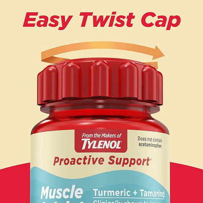 Tylenol Proactive Support* Muscle & Joint Supplements + Stress, Drug Free, Tamarind + Turmeric Supplement and Sceletium Extract to Improve Joint Comfort & Flexibility 30 ct