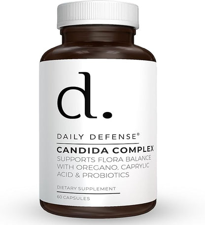 Candida Flush & Cleanse 60 Count Gut Support for Balanced Gut Flora with Oregano, Caprylic Acid,Probiotics, & Digestive Enzymes - Non GMO Dietary Supplement
