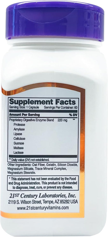 21st Century Digestive Enzymes, 60 Capsules
