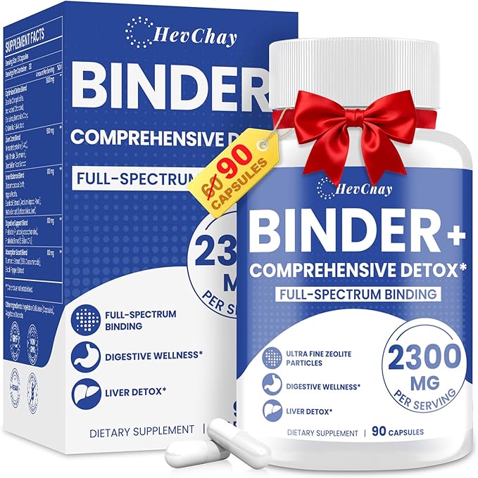 2300 MG Detox Binder Supplement – All-in-1 Detox Binder, Activated Charcoal, Zeolite, Bentonite Clay – Liver & Gut Detox Cleanse, Toxin Flush, Digestive, Max Absorption, 90 Vegan Capsules