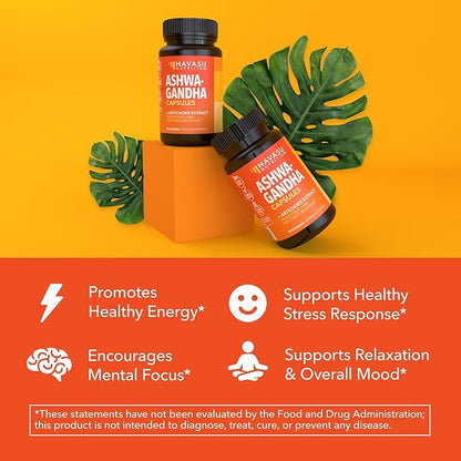 Ashwagandha 1000mg with Artichoke Extract Per Serving - Ashwagandha Capsules for Stress, Mood and Energy Support - Adaptogenic Herbal Support for Men and Women - 90 Count - Vegan, Non-GMO, 45 Servings