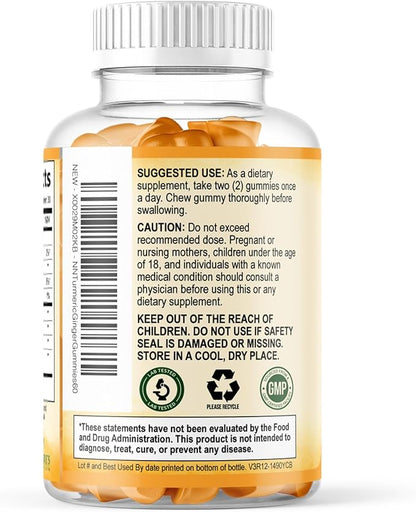 Turmeric Curcumin Supplement Gummies - 95% Curcuminoids with Turmeric & Ginger, Black Pepper for Best Absorption, Nature's Vegan Joint Support, Non-GMO, Gluten Free, Tasty Peach Flavor - 60 Gummies