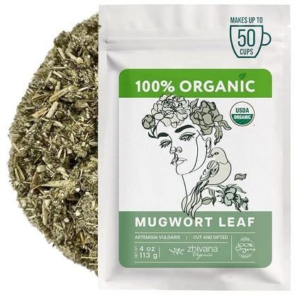 Mugwort Tea Organic Loose Leaf (4oz) – Mugwort Herb - Artemisia Hierba Seca Organica – Dried Mugwart Leaves