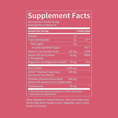 Nello Superbalance Hormonal Support Drink Mix, SRI-81 Shatavari, Myo-Inositol, Rhodiola Rosea, Vitamin C, Magnesium, Theobromine, Cran Apple (Pack of 20)