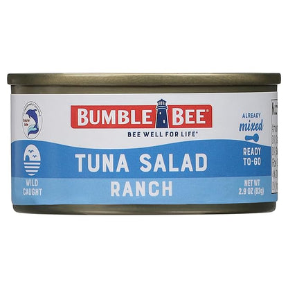 Bumble Bee Snack On The Run! Protein Snack Pack - 7g Protein per Box - Ranch Tuna Salad with Crackers Kit - Ready to Eat Easy-Open Can - Wild Caught MSC-Certified Tuna (Pack of 12)