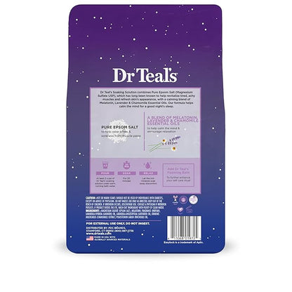 Dr Teal's Epsom Salt Soak, Lavender & Chamomile, 3 lbs | Pack of 2 | Sleep Blend | With Melatonin | Essential Oils