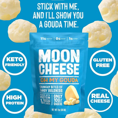 Moon Cheese Oh My Gouda Cheese Bites, 10 Ounce, 2-Pack, Crunchy, Packed With Protein & Calcium, Keto, Gluten Free