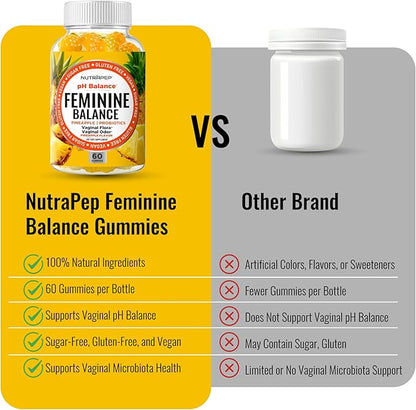 Feminine Balance Probiotics Gummies for Women - Vaginal Health & Women's pH Balance Natural Gummy Supplement with Cranberry Pineapple Powder - Sugar Free Gluten Free Vegan