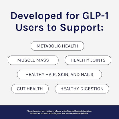 SoWell GLP-1 Protein Vanilla Powder with Whey Collagen and Digestive Enzymes for Muscle Mass, Skin, Hair, Nails and Digestion Support, 14 Stick Packs