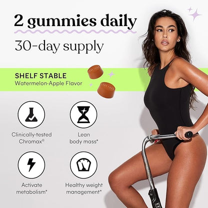 Lemme Tone Metabolism Gummies, Apple Cider Vinegar, Clinically Studied Chromium, B12, Ginger Root Extract, Promote Lean Body Mass, Watermelon Apple Flavor (30 Day Supply)