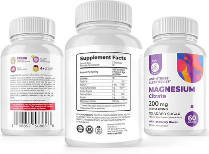 DR. MORITZ Magnesium Gummies for Adults - Sugar-Free Calm Magnesium Gummies - Supports a Healthy Stress Response - Raspberry Flavor - Non-GMO, 200 mg, 2 Pack (120 Count)