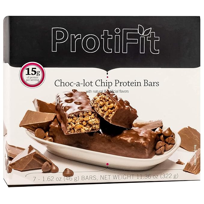 PROTIFIT - Low Calorie Snack Bar for Healthy Diets, High Protein, 15g Protein, Low Carb, Low Sugar, Ideal Protein Compatible, 7 Servings Per Box (Choc-a-Lot Chip)