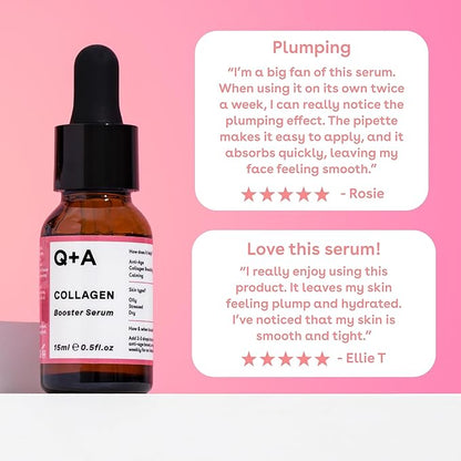 Q+A Collagen Booster Serum (15ml), Collagen Face Serum, Skincare with Algae Extracts, Smooths, Plumps & Hydrates, Vegan & Cruelty Free, For All Skin Types
