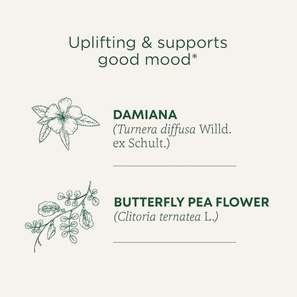 Traditional Medicinals Organic, Rosy Mood, Damiana & Butterfly Pea Flower - Uplifting Mood Support - Kosher, Non-GMO, Caffeine-Free, Compostable - 16 Tea Bags