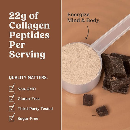 Bulletproof Dark Chocolate Energy Collagen Protein, 19.3 Ounces, Caffeine-Free Fuel with Vitamins and Antioxidants, Blend with Ginseng, Magnesium, Cordyceps Mushroom